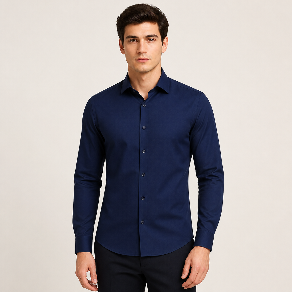 Men's Navy Formal Shirt — Navy Blue
