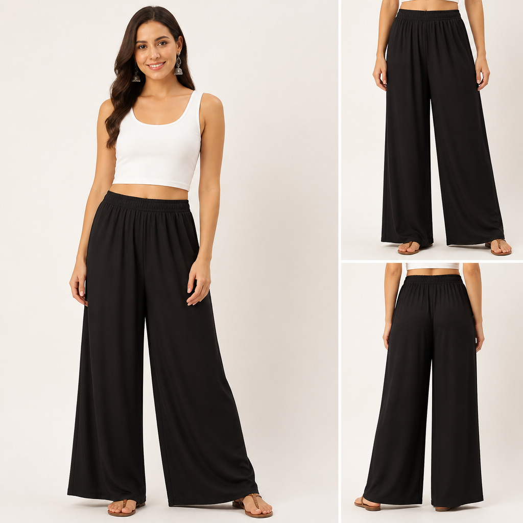 Women's Black Palazzo Pants — Black