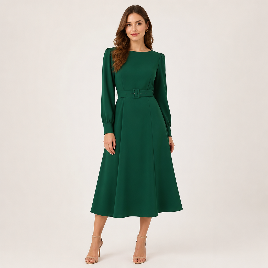 Women's Emerald Midi Dress — Emerald Green